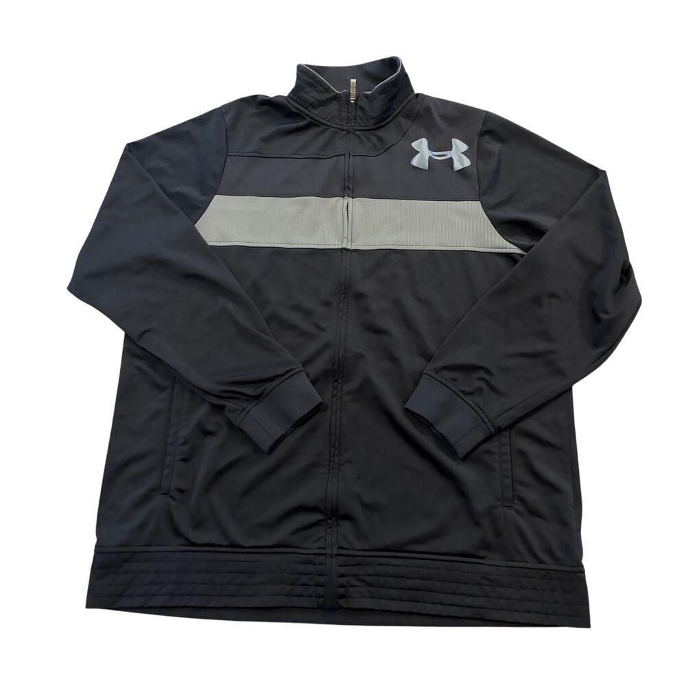 Under Armour Men's Twister Full Zip Sports Track Jacket Sz L Black White 1379875